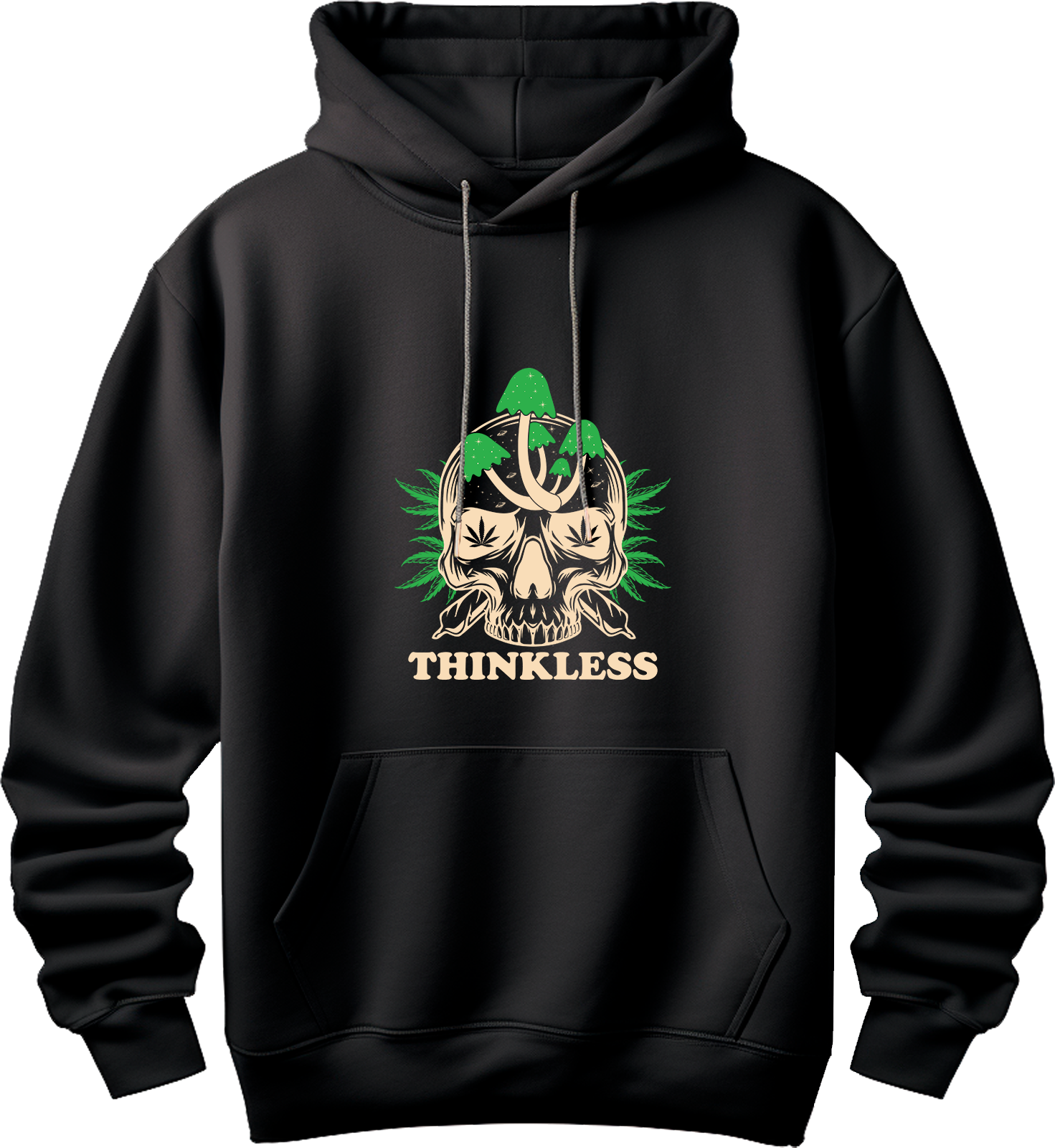 Sudadera psicodélica calavera con setas thinkless