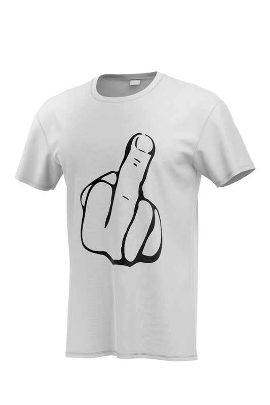Camiseta blanca con dedo de la mano