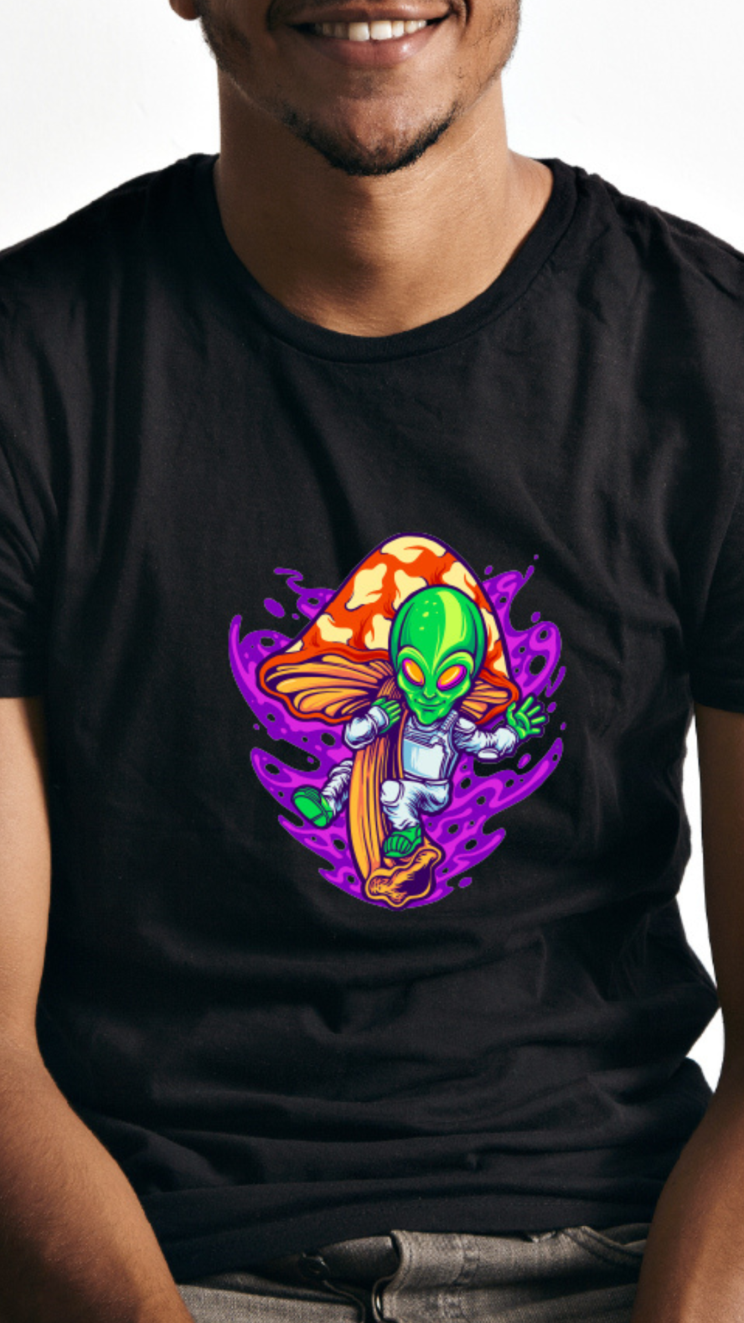 alien psicodelico camiseta negra