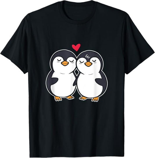 Camiseta negra camisetas parejas pingüinos