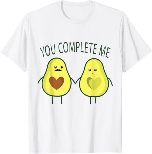 Camiseta blanca aguacates. You complete me