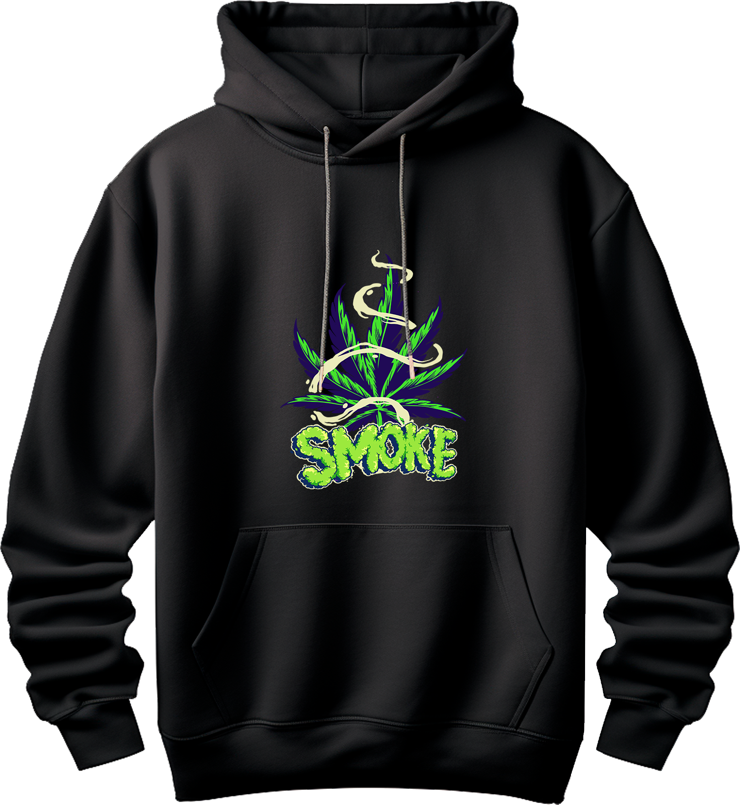 Sudadera negra smoke hoja marihuana